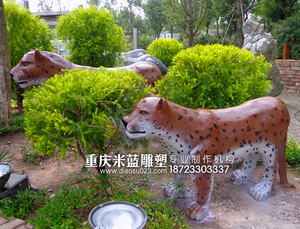 重慶雕塑制作水泥GRC雕塑動物《豹子》
