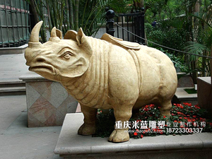 園林景觀雕塑石雕動物犀牛